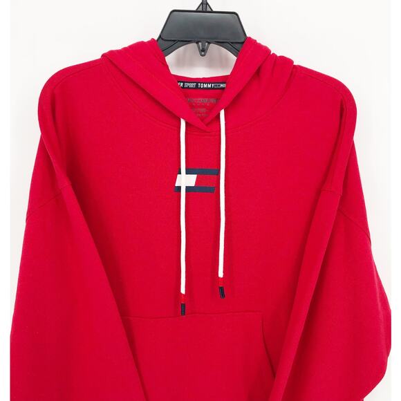 TOMMY HILFIGER SPORT Women's Logo Hoodie XL Red Sweatshirt Pullover NWT - Picture 5 of 12